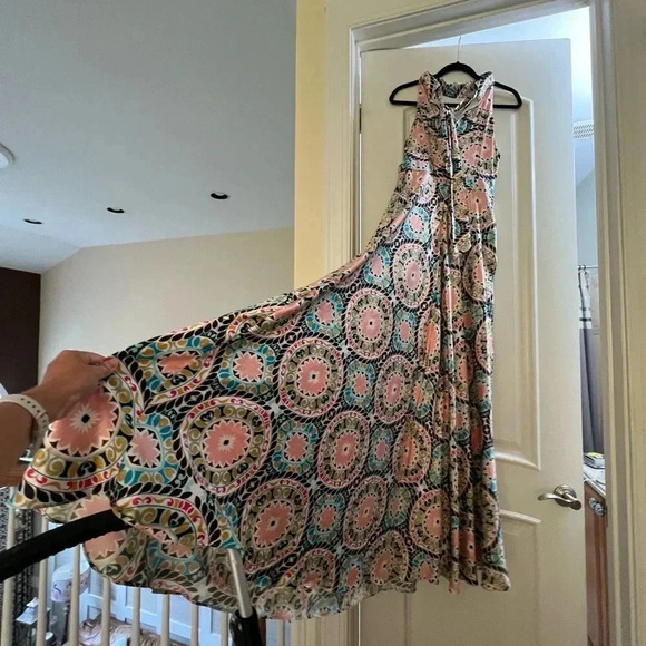 NWT new Anthropologie Serena halter maxi dress Nicole miller 10p 10 circle green - Picture 7 of 15